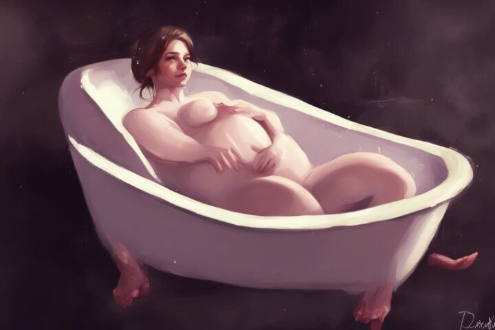Беременная в бане