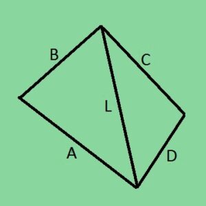 Площадь участка (четыреугольника) по 4 сторонам